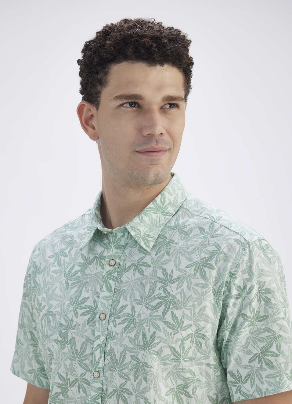 Men Blue Botanical Print Short Sleeve Shirt, , large image number 4