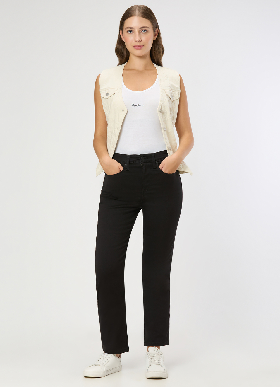 Women Black Rinse Straight Jeans, , large image number 0
