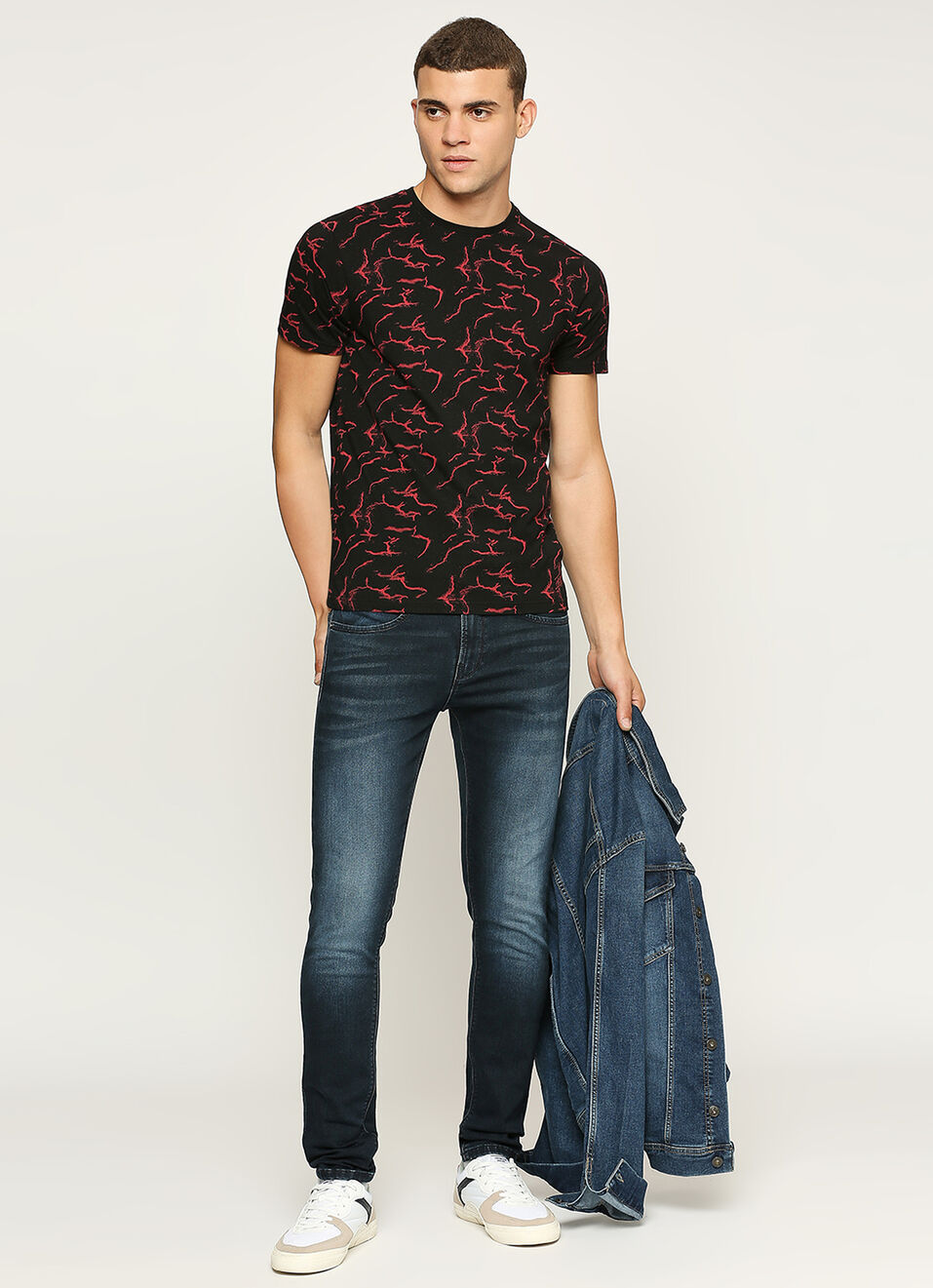 Black Graphic Print Short Sleeve T-shirt, , large image number 5