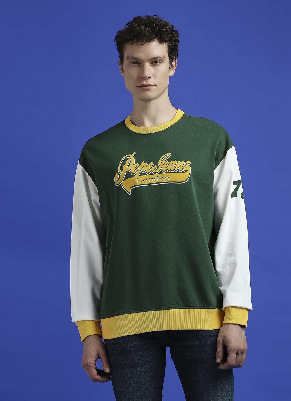 Green Flock Print Full Sleeve Oversized Sweatshirt, , large image number 1