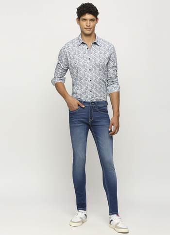 Grey All Over Printed Slim Fit Shirt