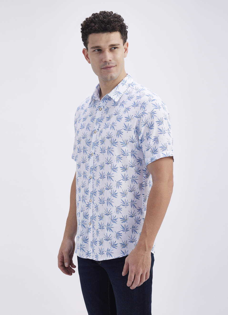 Men Blue Printed Short Sleeve Shirt, , large image number 3