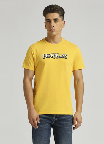 Yellow Graphic Printed Short Sleeve T-shirt