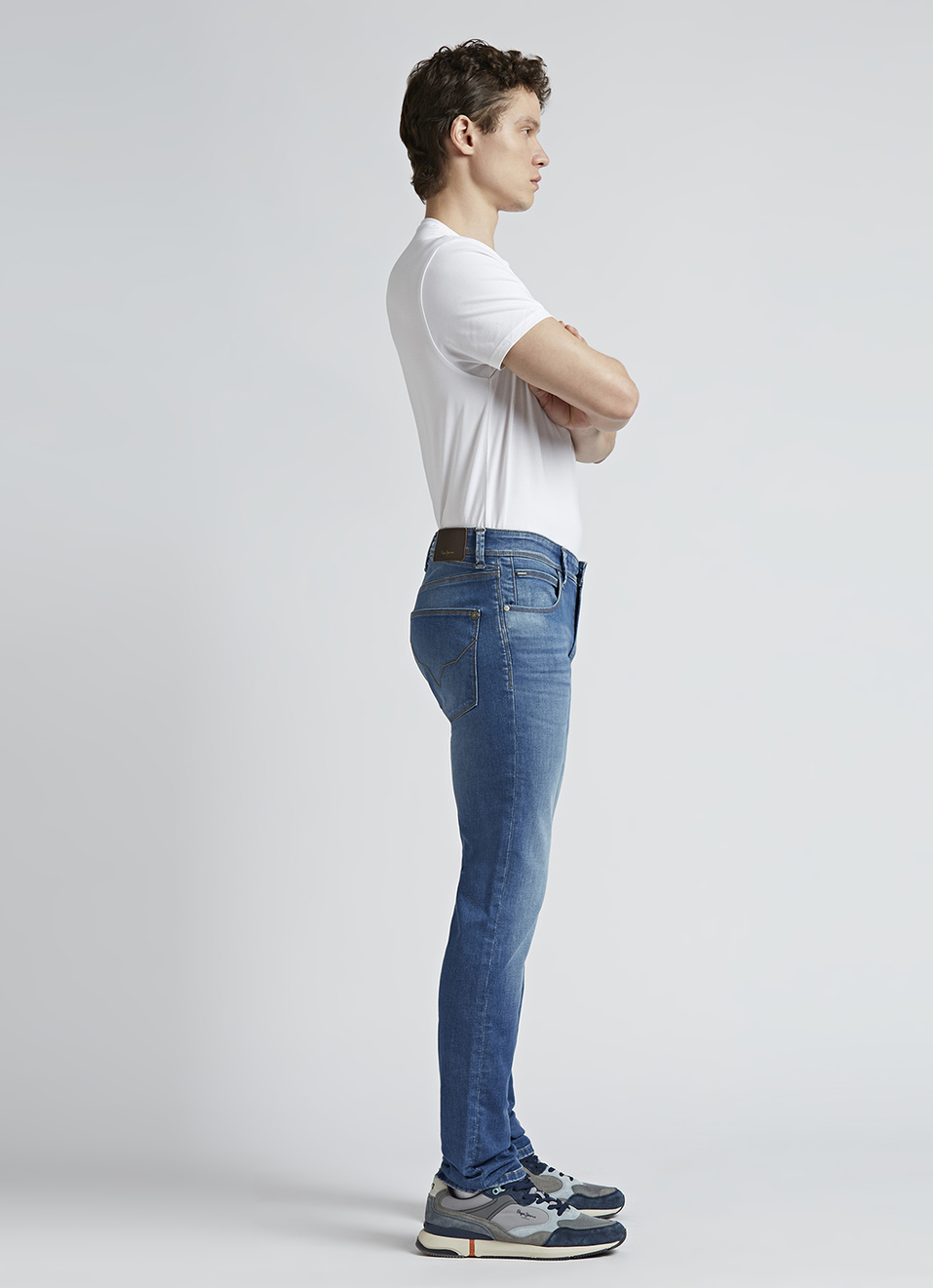 Vapour Blue Mid Rise Powerflex Jeans, , large image number 6