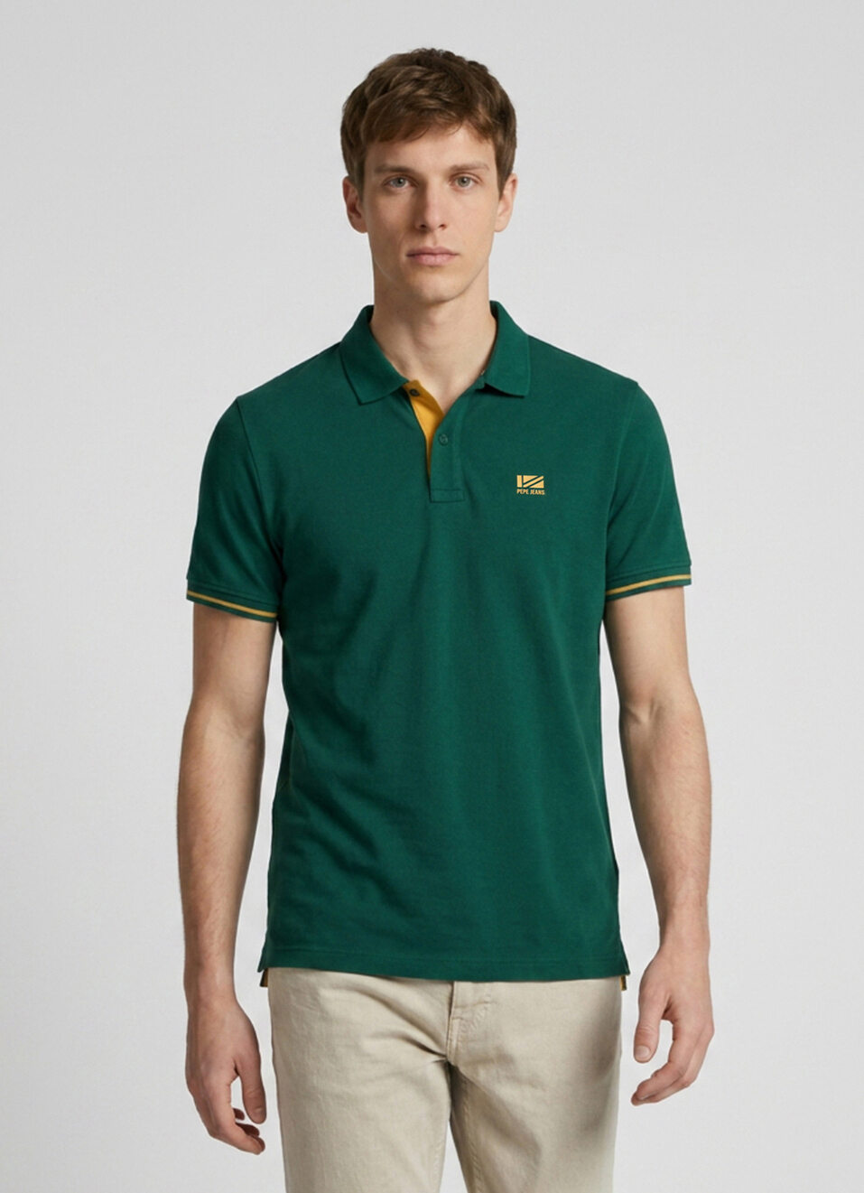 Men Green Solid Polo T-shirt, , large image number 1