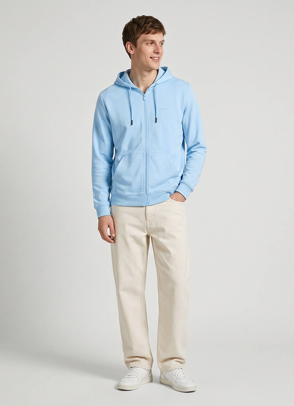 Men Blue Solid Full Sleeve Hoodie, , large image number 5