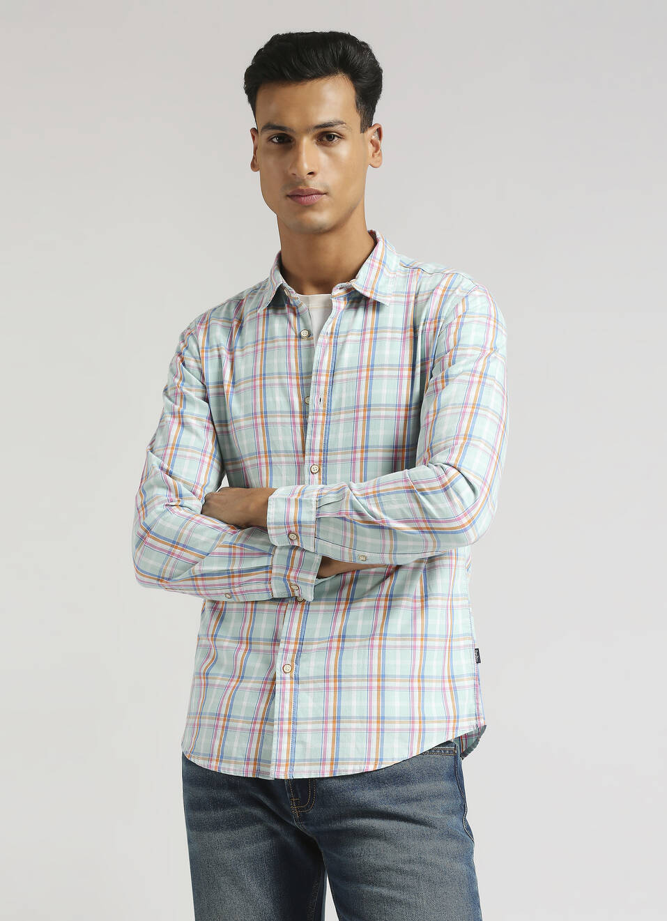 Sea Green Checks Long Sleeve Shirt, , large image number 0