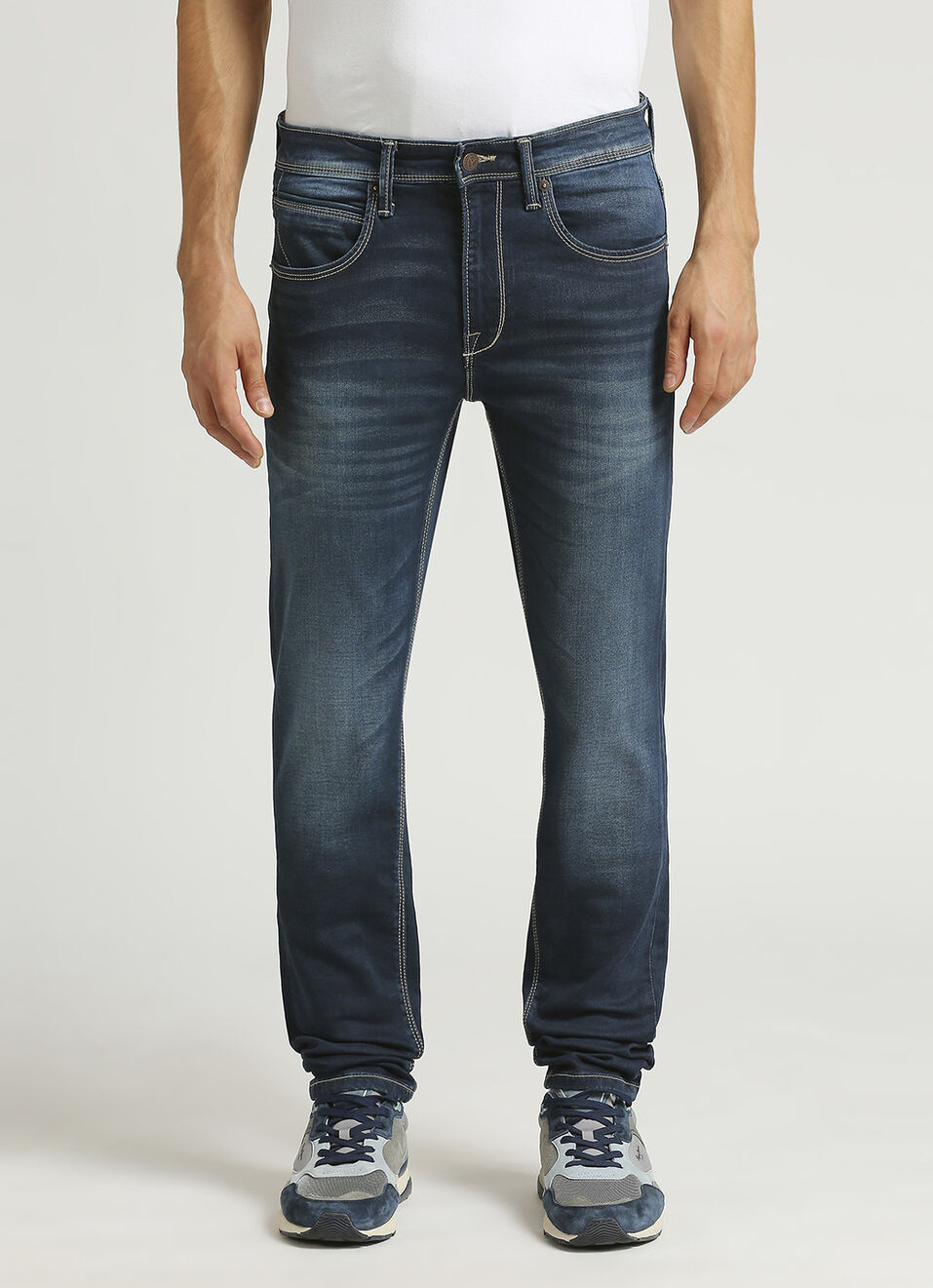 Vapour Dark Blue Low Rise Tapered Gymindigo Jeans, , large image number 2