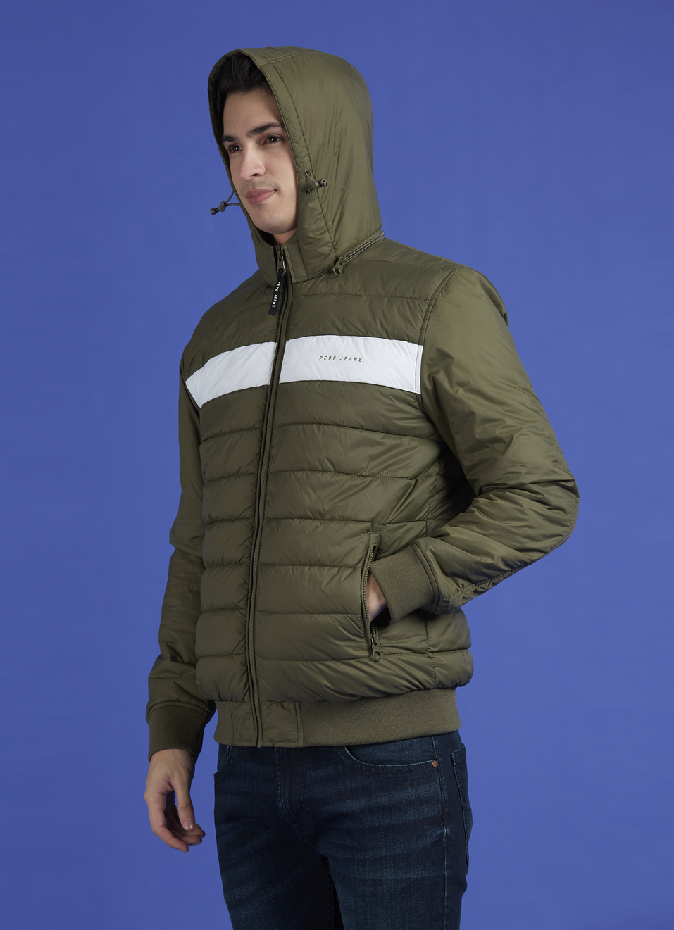 Green Colour Block Full Sleeve Jacket, , large image number 3