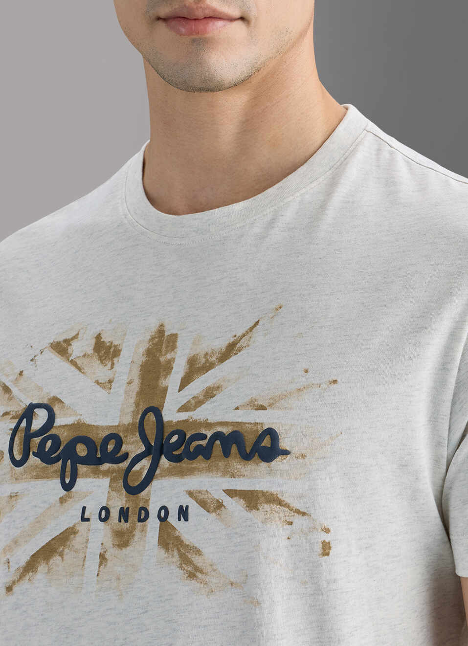 Men Ecru White Slim Printed T-shirt, , large image number 1