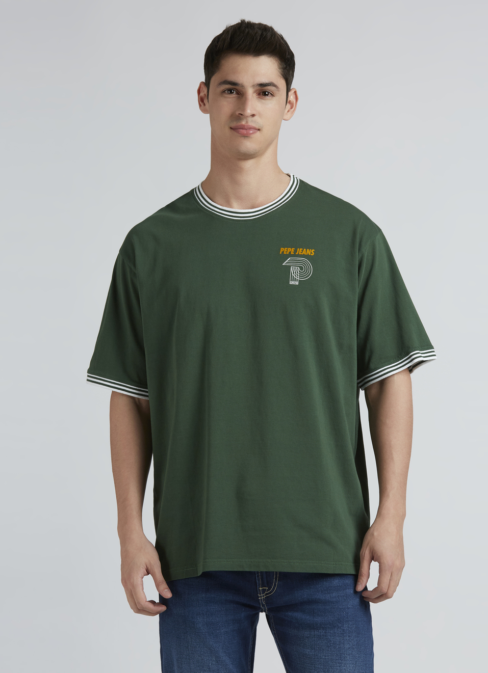 Green Flock Print Short Sleeve Oversized T-shirt, , large image number 1