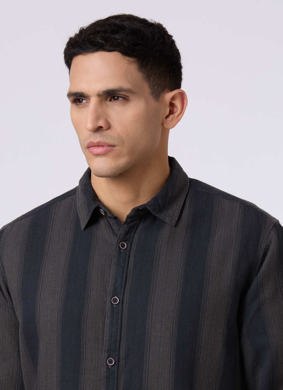 Men Dark Green Striped Regular Fit Shirt, , large image number 4