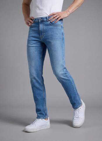 Men Blue Mid Rise Slim Gymindigo Jogger Like Jeans