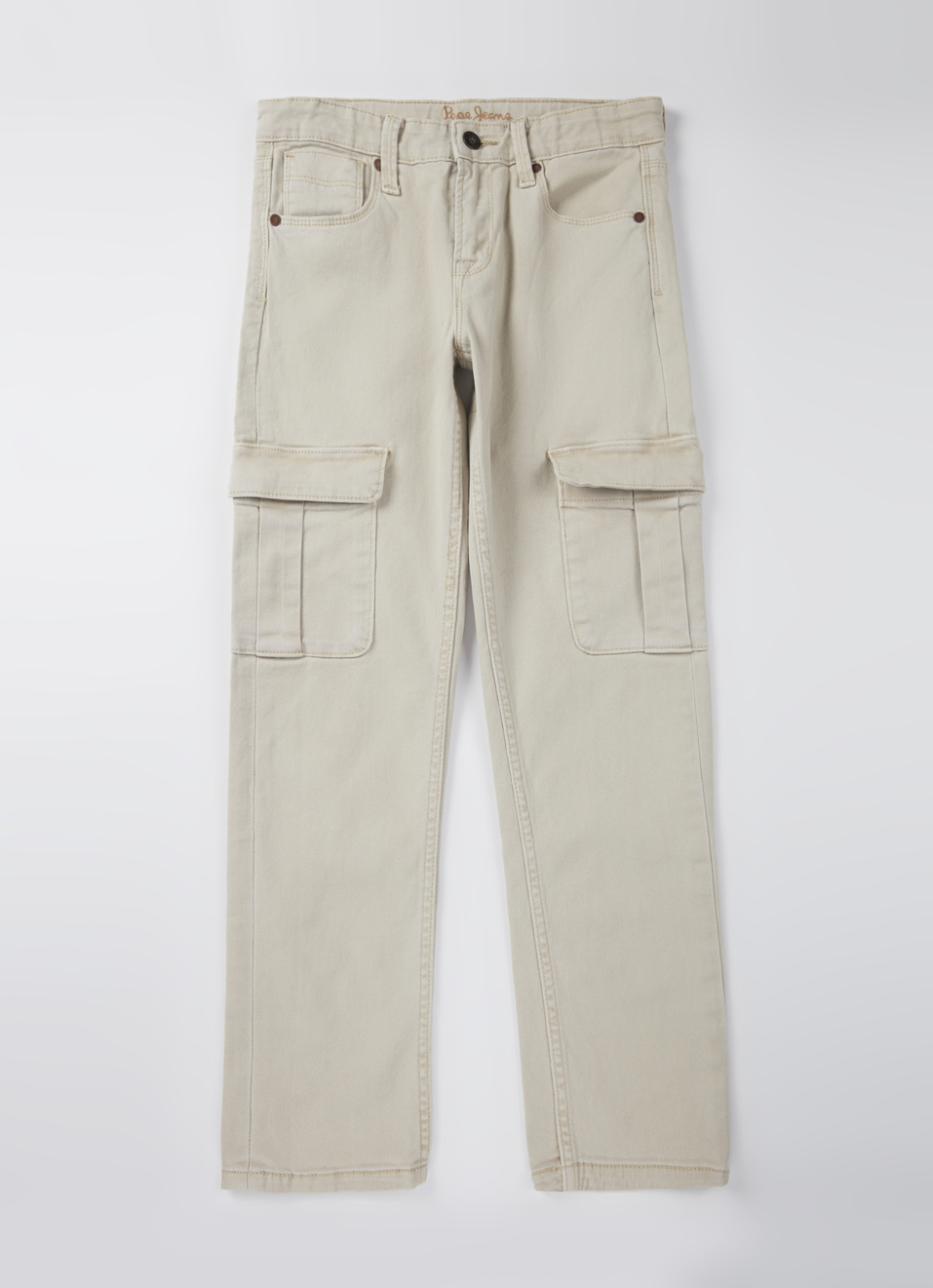 Boys Skater Beige Mid Rise Straight Leg Jeans, , large image number 0