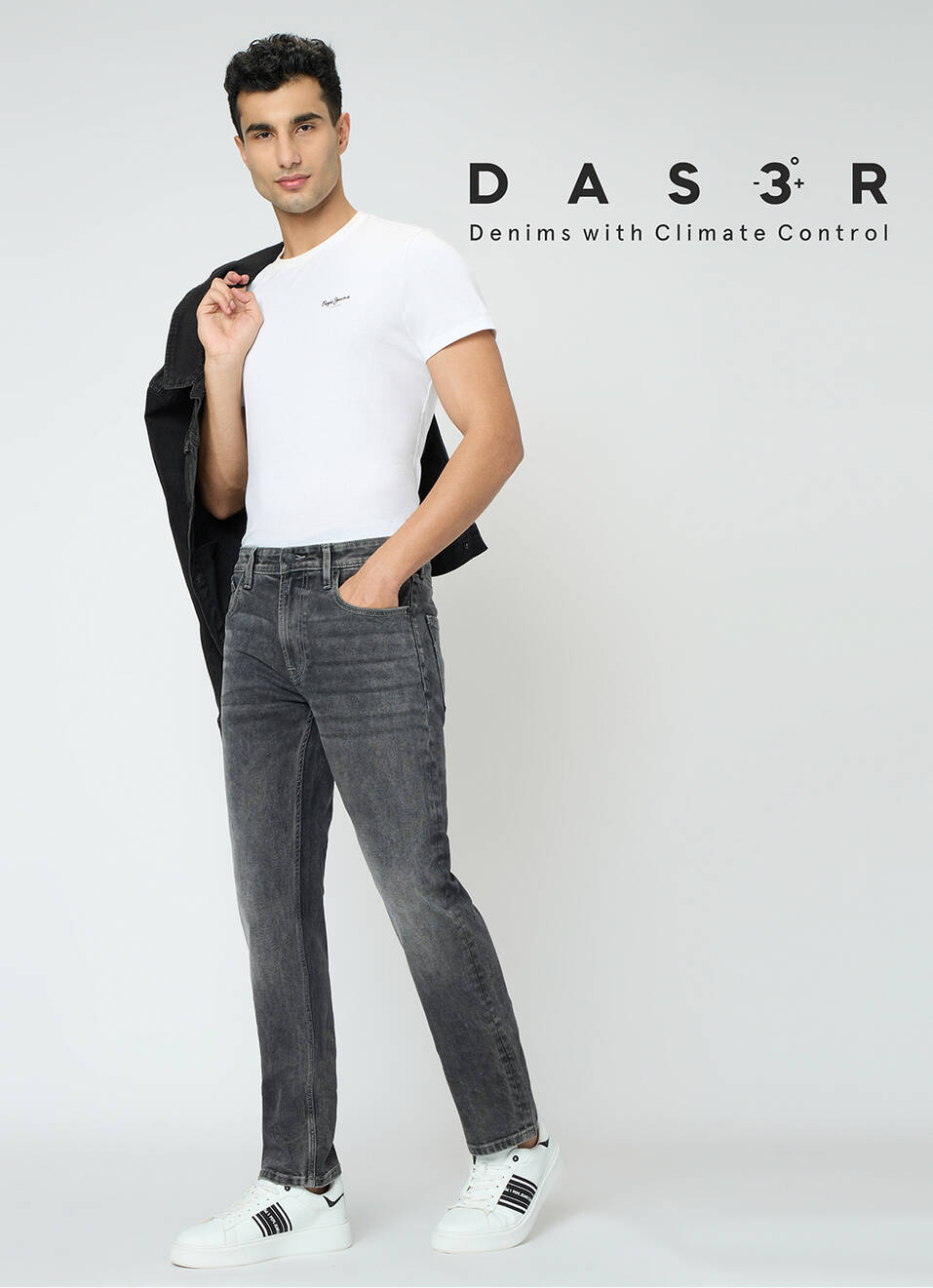 Men Grey Mid Rise Straight Fit Stretchable Jeans, , large image number 1
