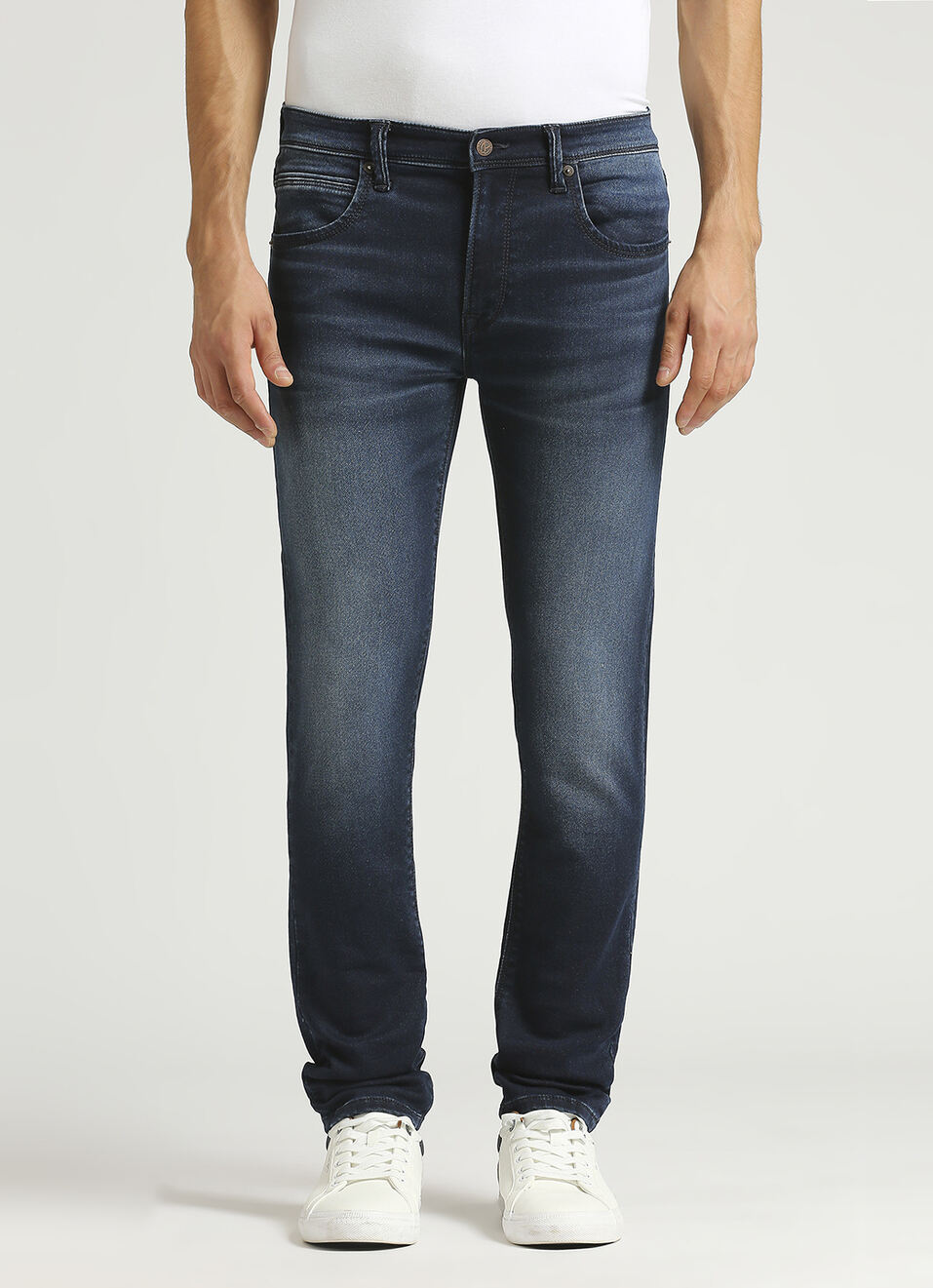 Vapour Dark Blue Low Rise Tapered Gymindigo Jeans, , large image number 2