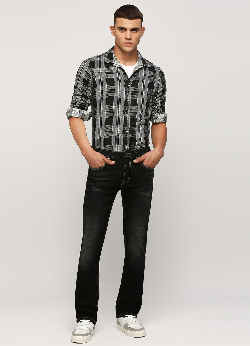 BLACK CHECKS FULL SLEEVE SHIRT, , large image number 0