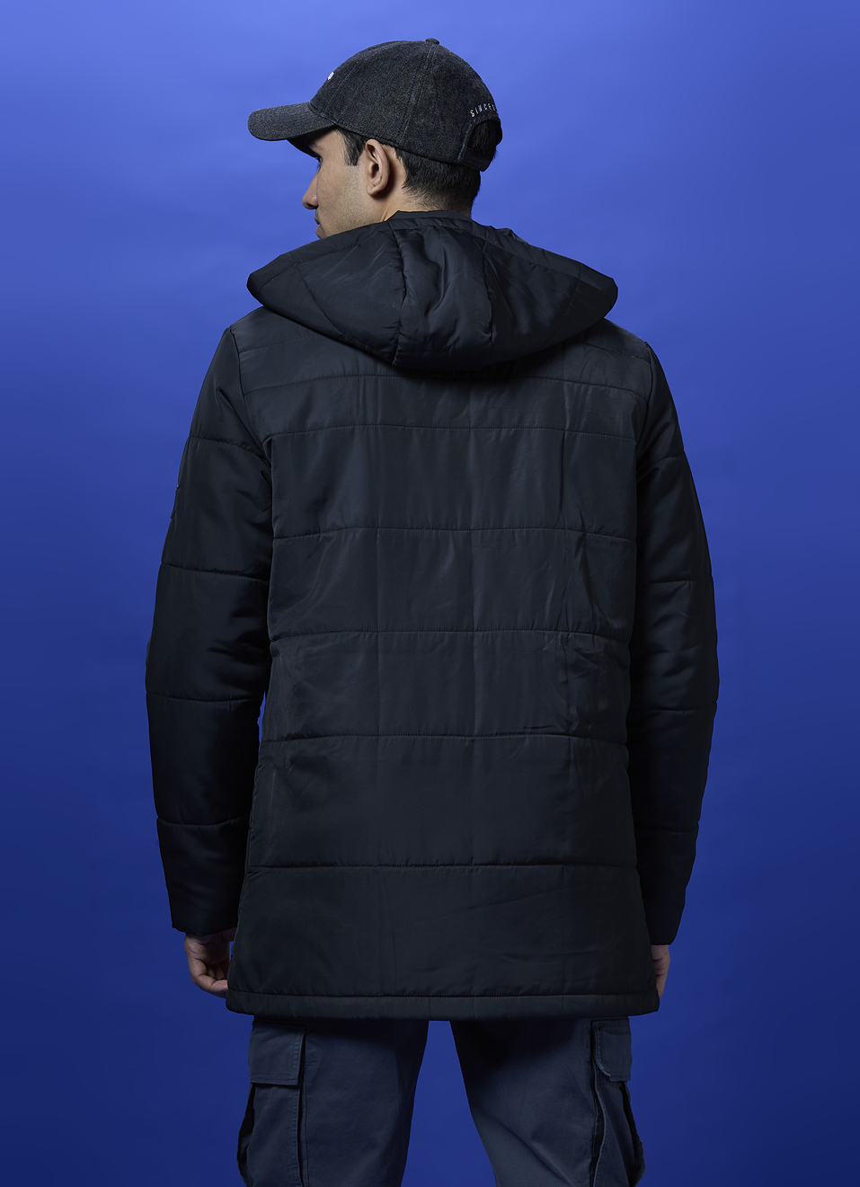 Black Full Sleeve Hooded Parka, , large image number 2