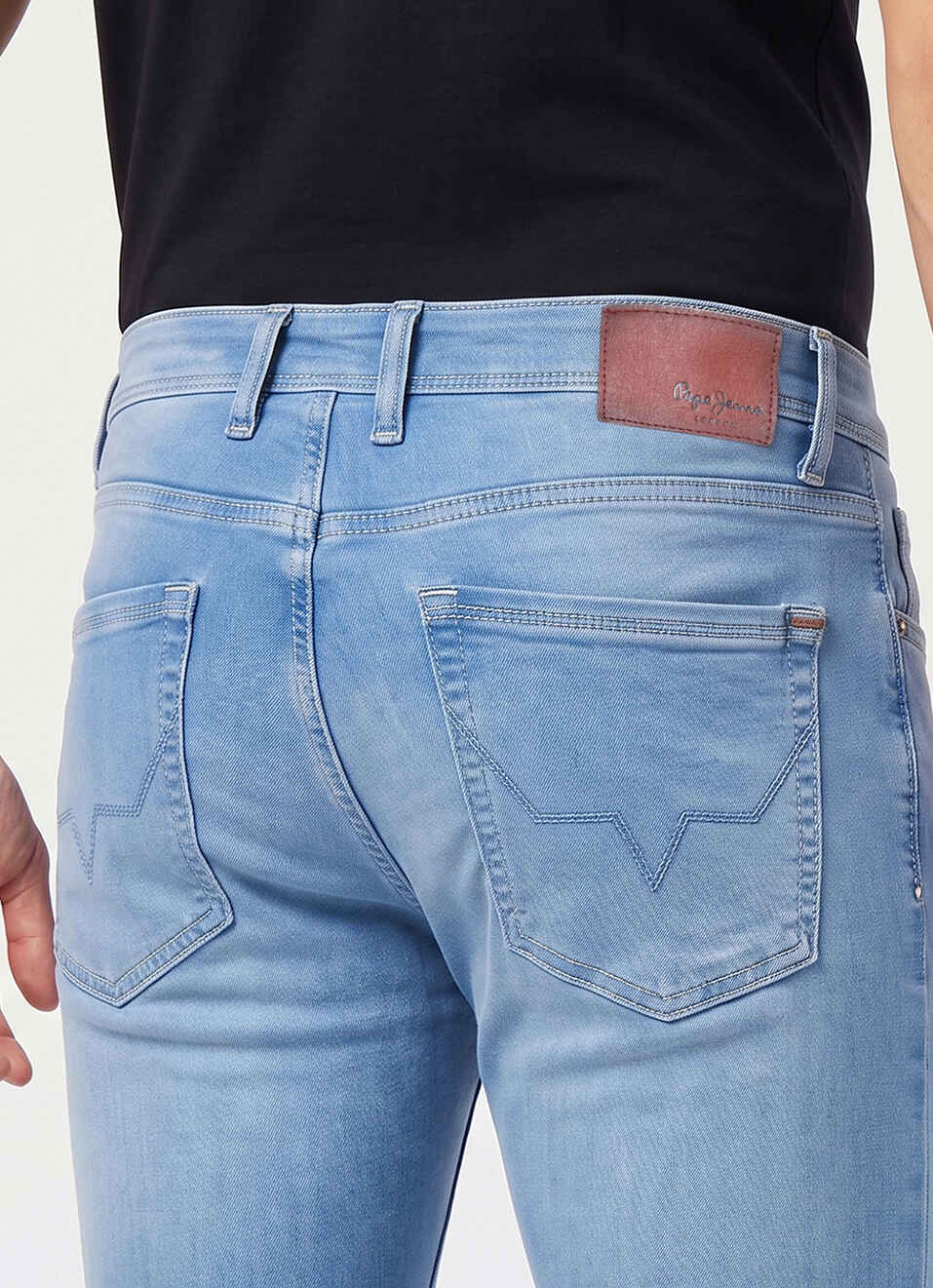 Men Blue Tapered Fit Low Rise Stretchable Jeans, , large image number 5