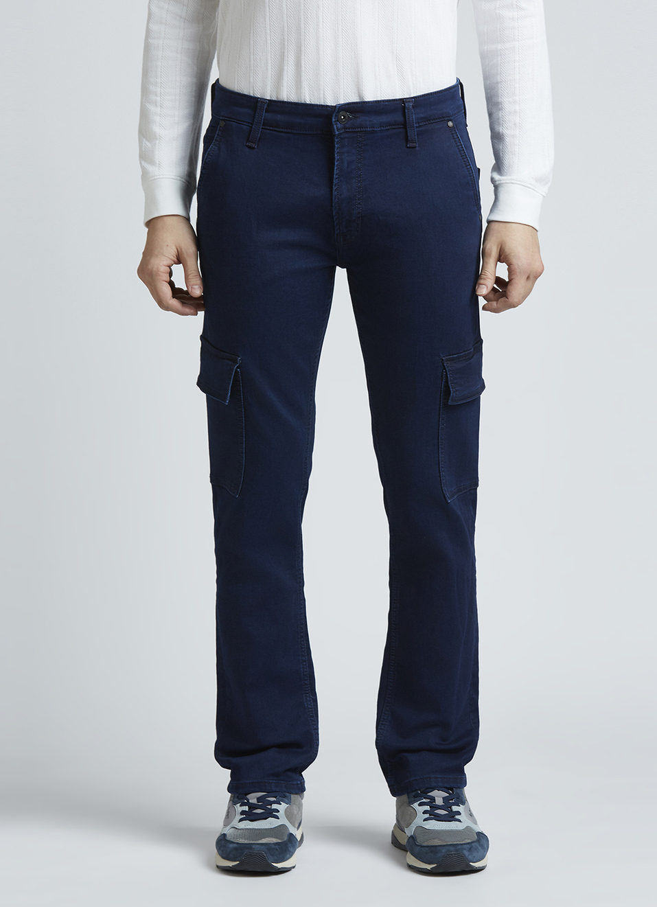 Blue Mid Waist Gymindigo Straight Jeans, , large image number 2