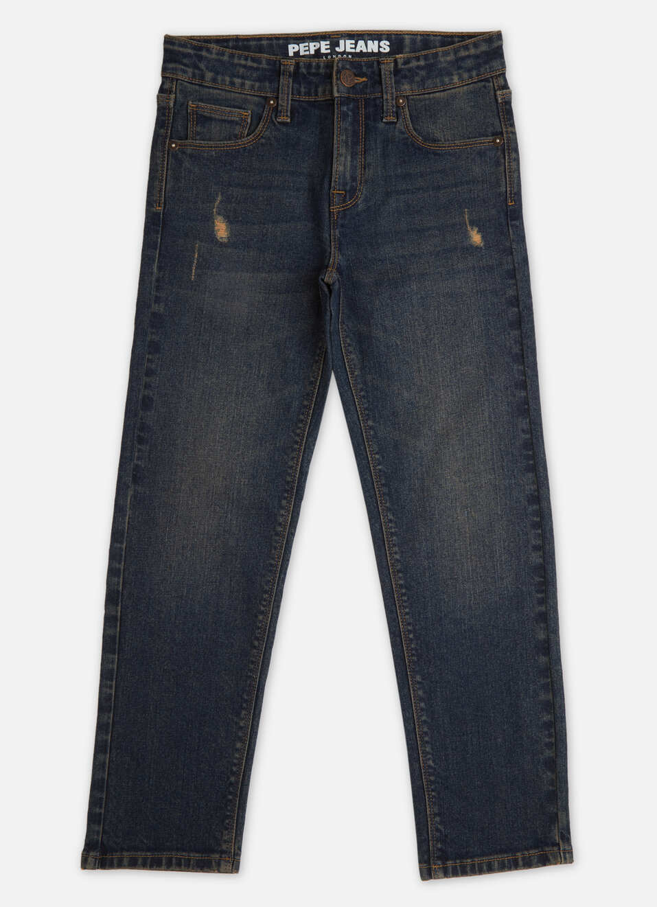Boys Dark Blue Skater Mid Rise Wide Leg Jeans, , large image number 0