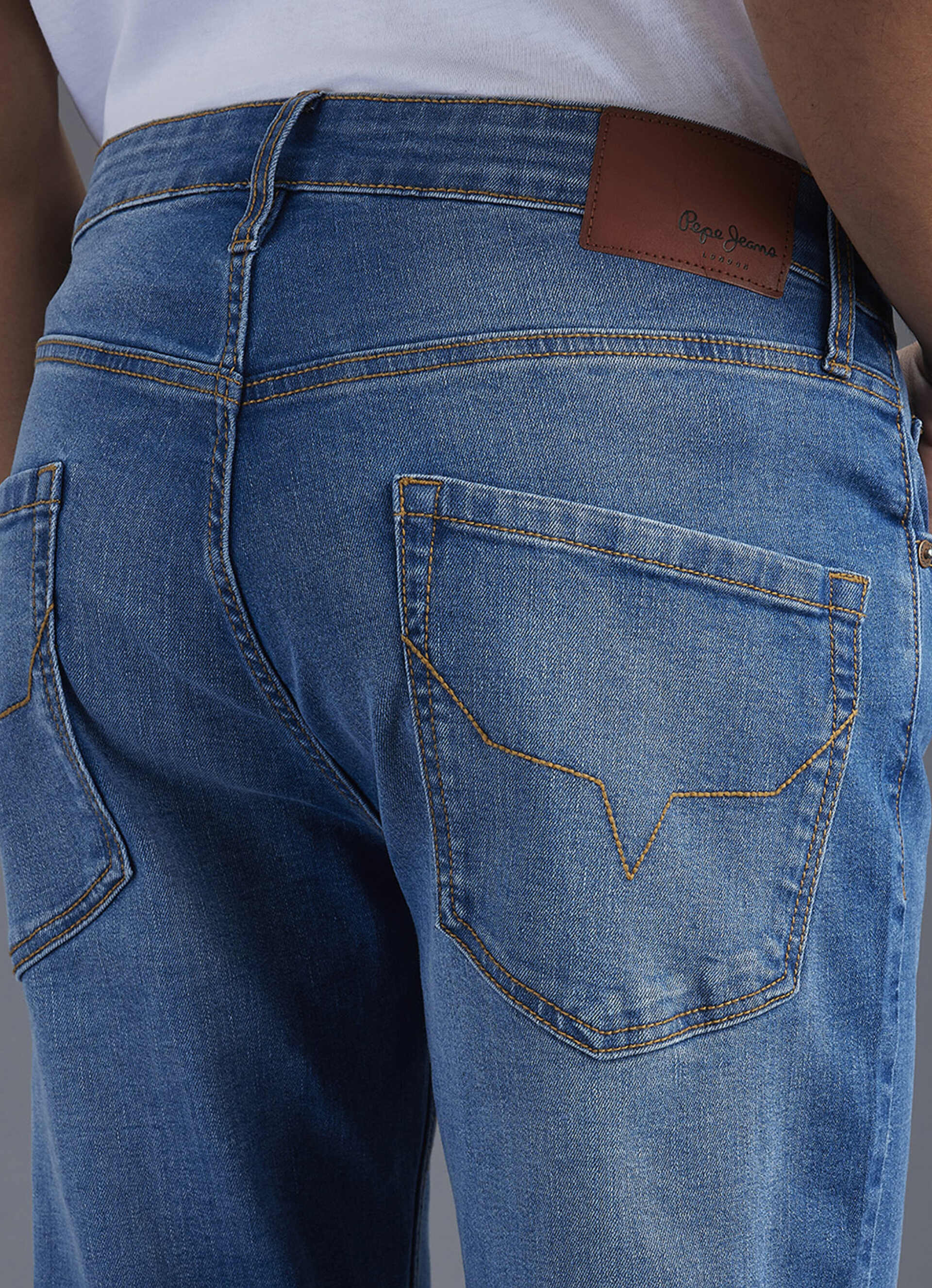 Men Blue Medium Used Straight Fit Mid Rise Stretchable Jeans, , large image number 9