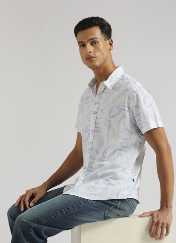 Aqua Modal Print Short Sleeve Shirt
