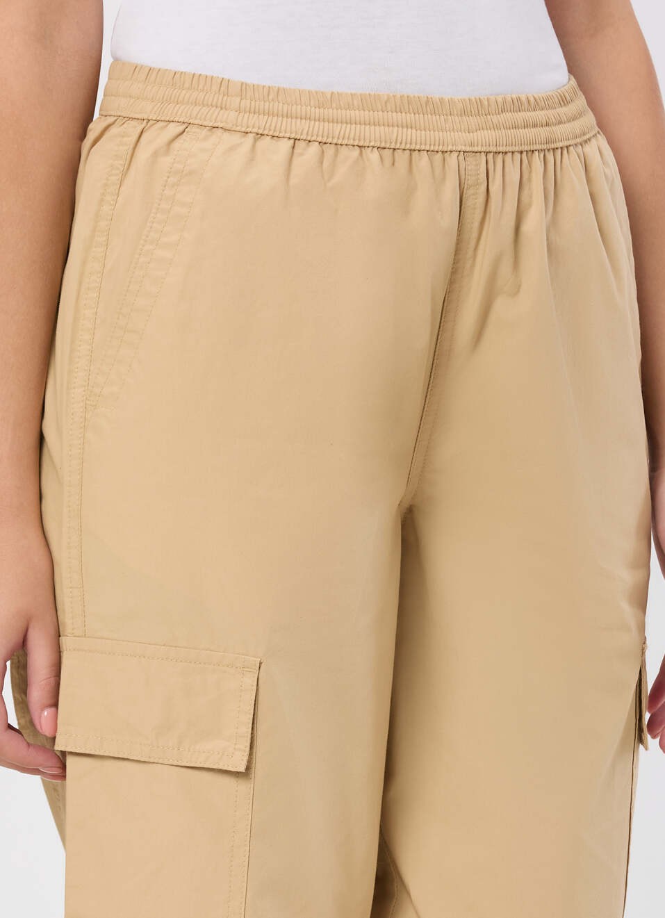 Women Beige High Rise Wide Leg Cargo Pants, , large image number 4