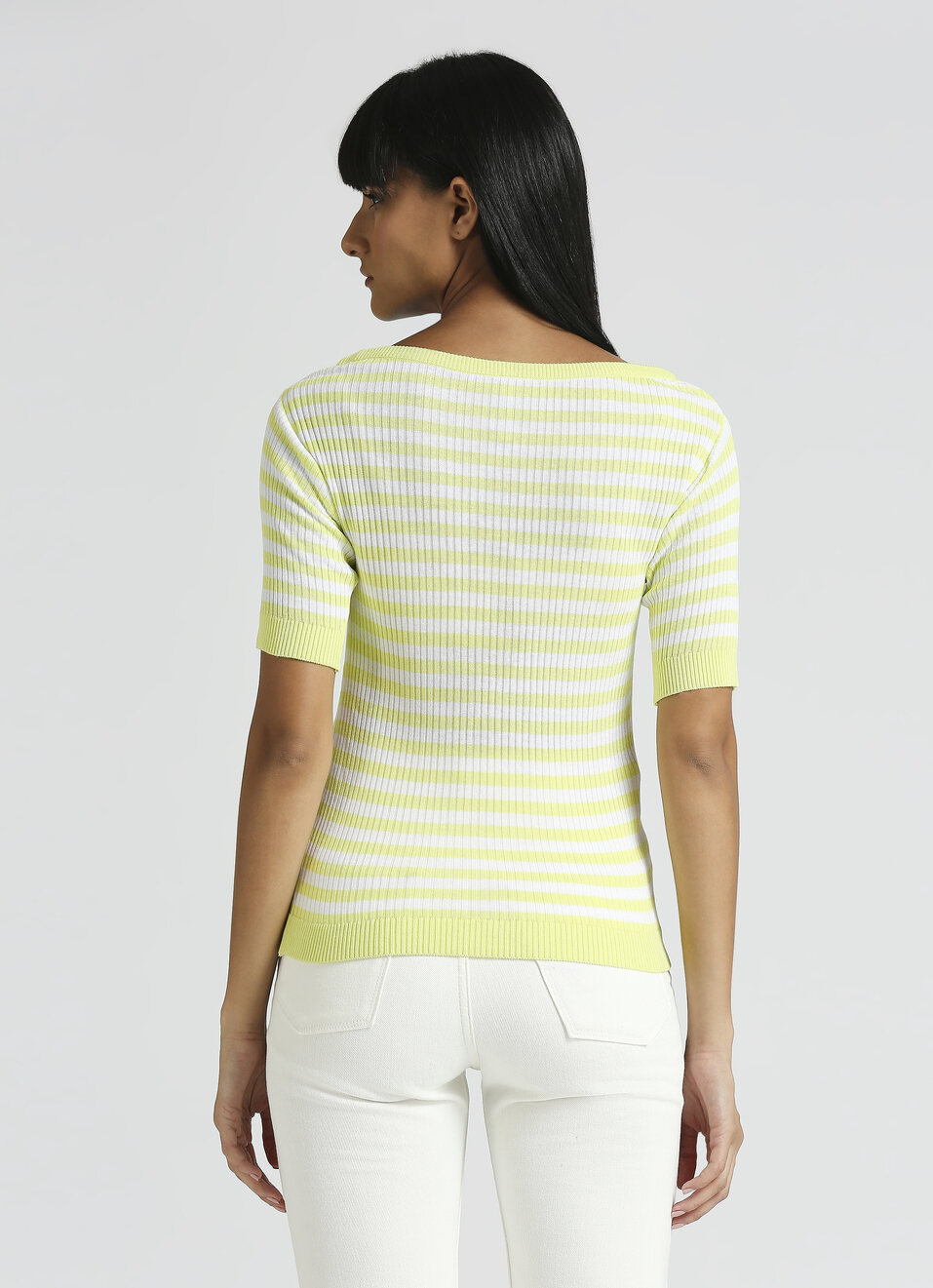 Lime Striper Self Design Ribbed Flat Knit Top, , large image number 2