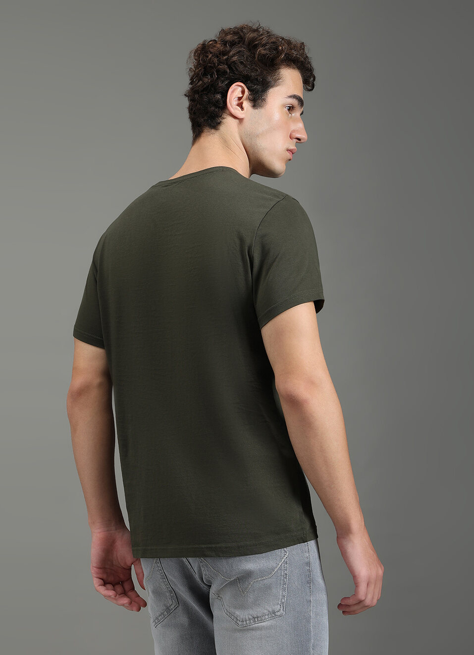 Men Green Slim Fit Graphic T-shirt, , large image number 6
