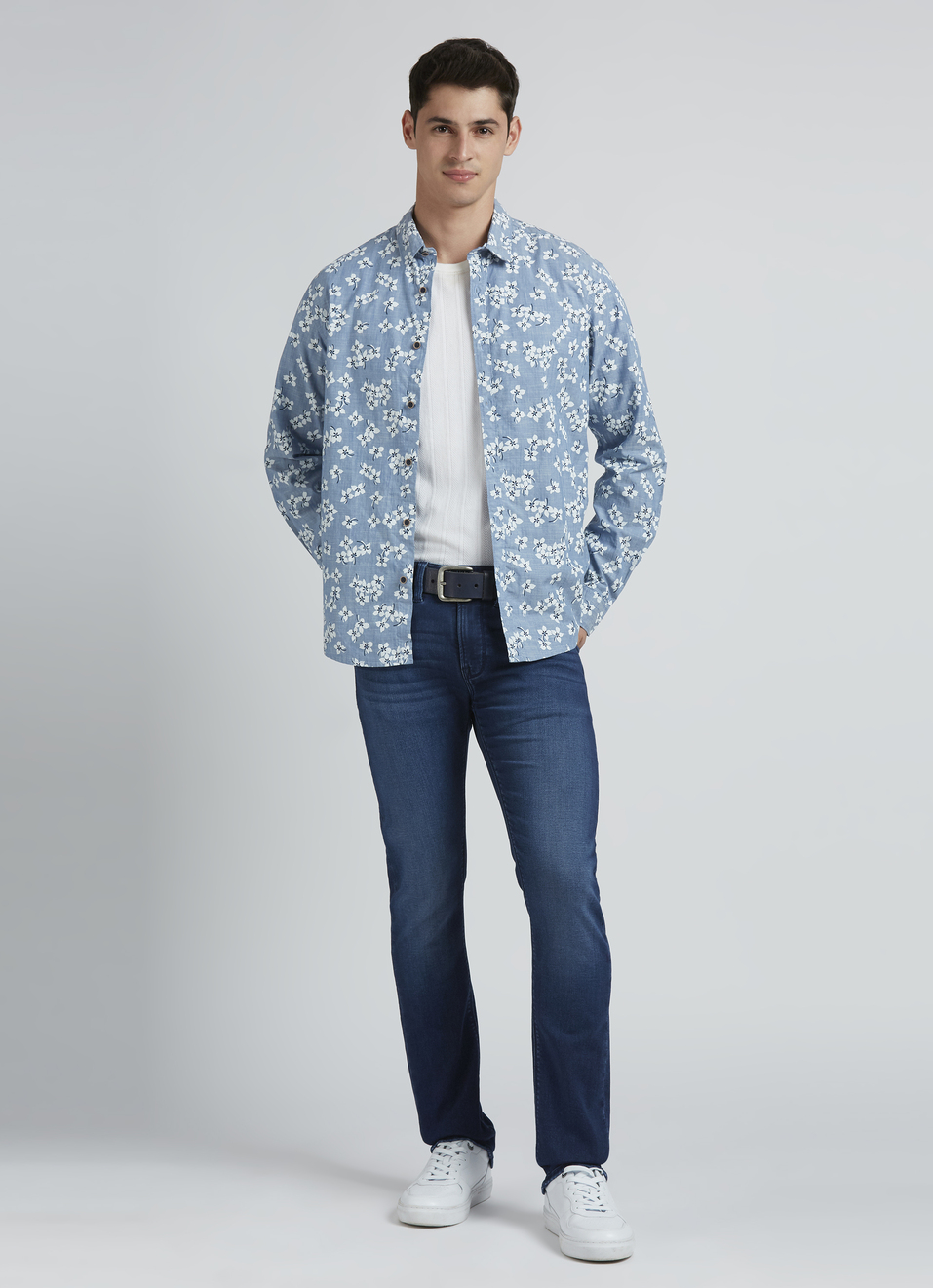 Blue Floral Full Sleeve Shirt, , large image number 5
