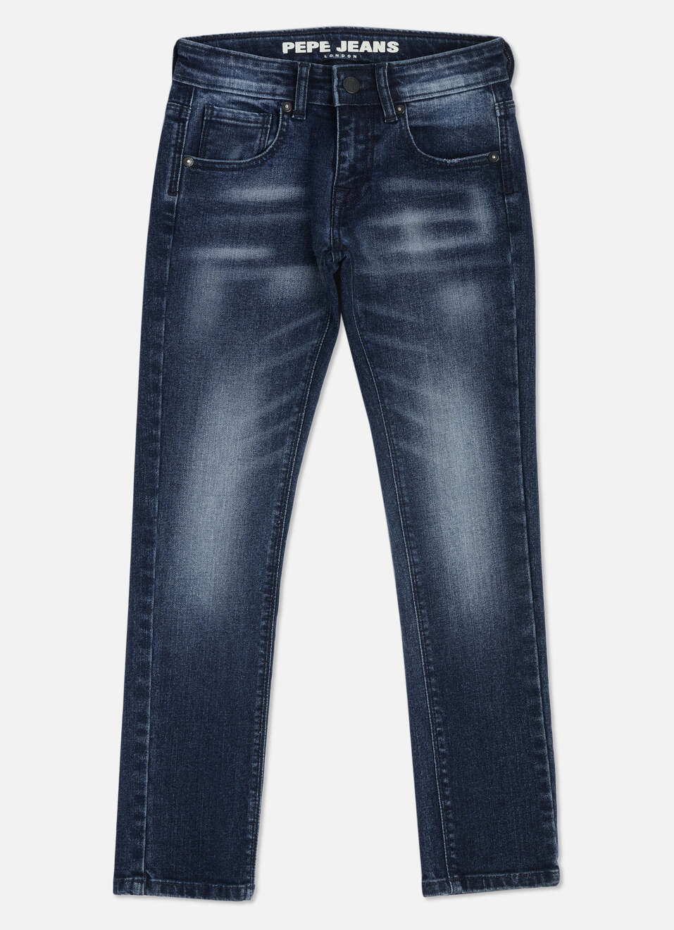 Boys Dark Blue Mid Rise Slim Fit Jeans, , large image number 0