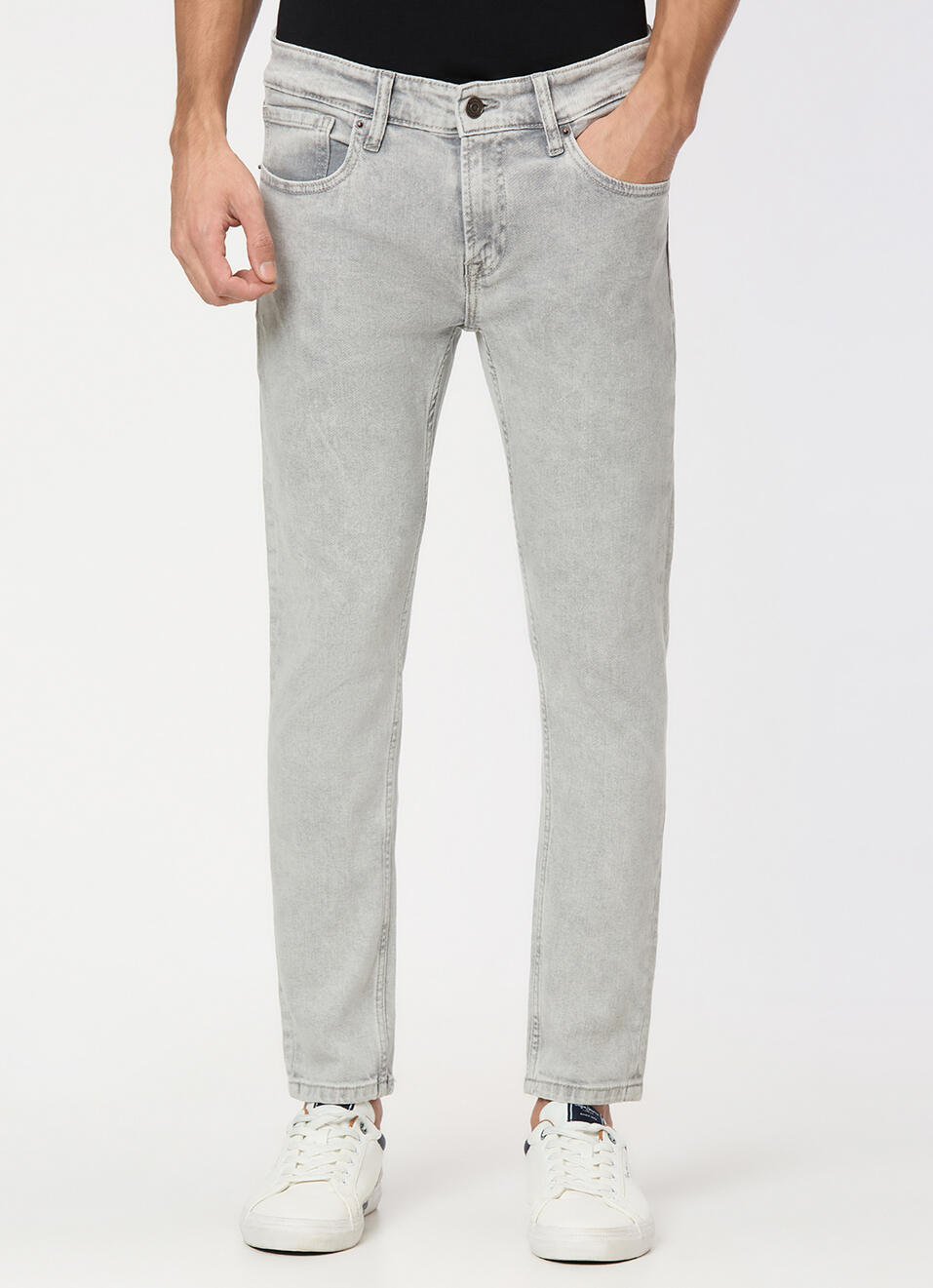 Men Grey Mid Rise Skinny Fit All Clima Jeans, , large image number 2