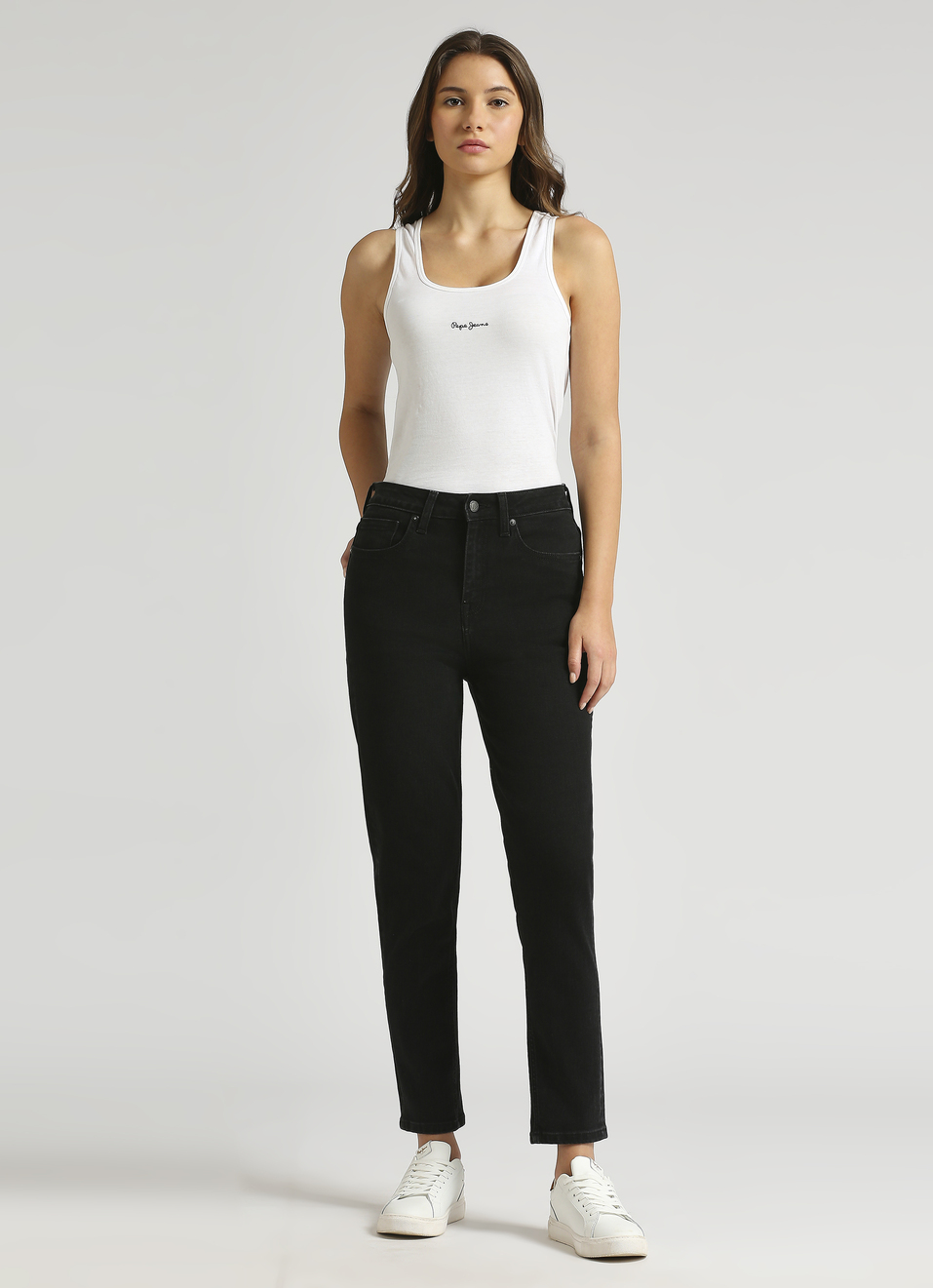 High Rise Tapered Leg Mom Jeans, , large image number 5
