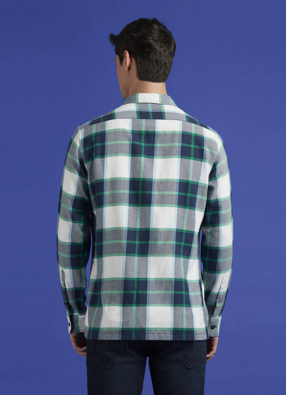 Blue Check Full Sleeve Oversized Shirt, , large image number 2