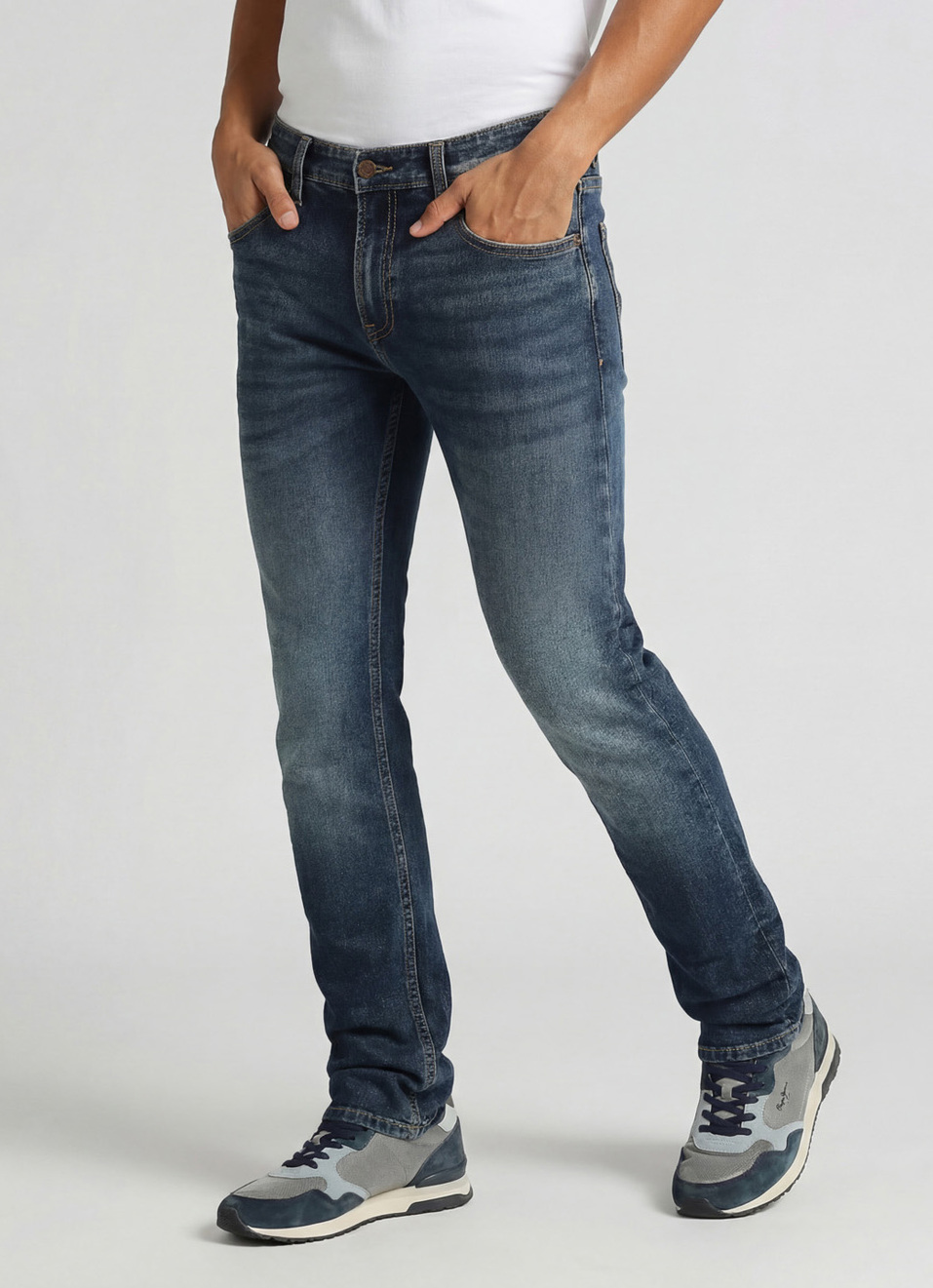 Vapour Dark Blue Mid Rise Slim Fit Jeans, , large image number 0