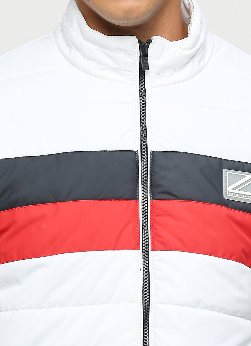 White Printed Puffer Jacket, , large image number 4