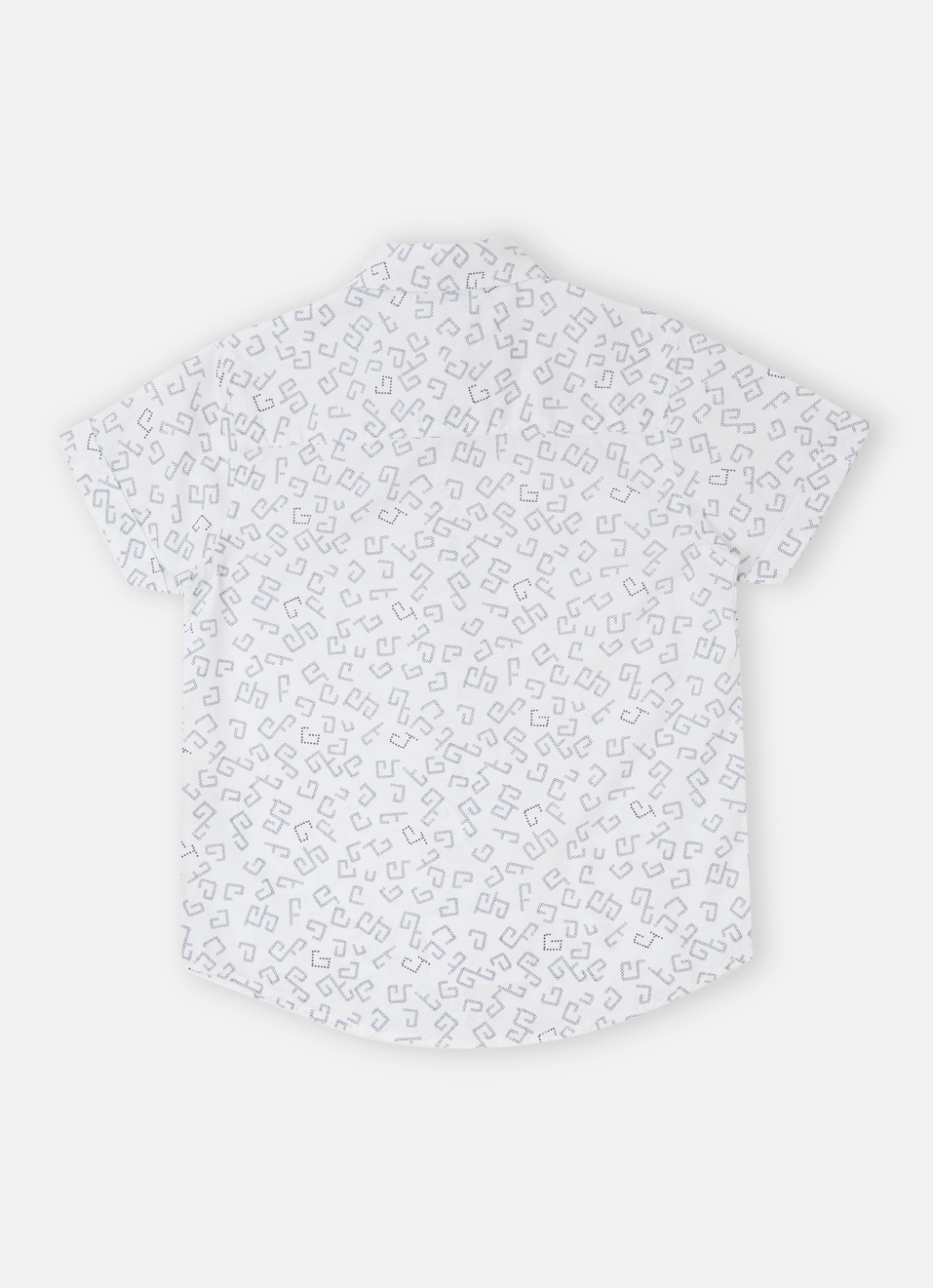 Boys White Geometrical Print Short Sleeve Shirt, , large image number 1