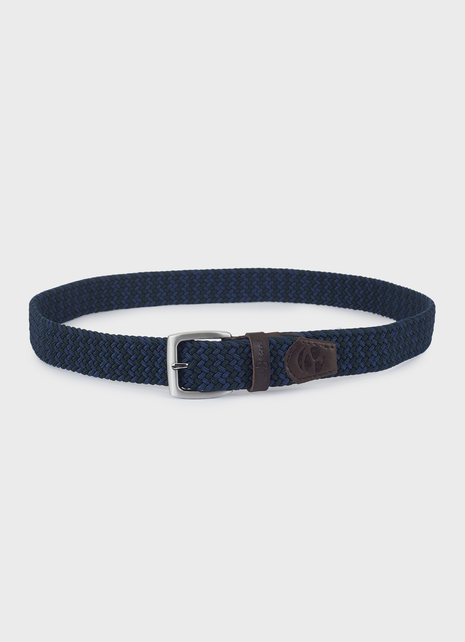 Men Braided Stretch Belt In Navy With Leather Trim, , large image number 1