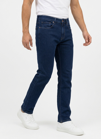 Men Dark Blue Stretch Straight Fit Mid Rise Jeans