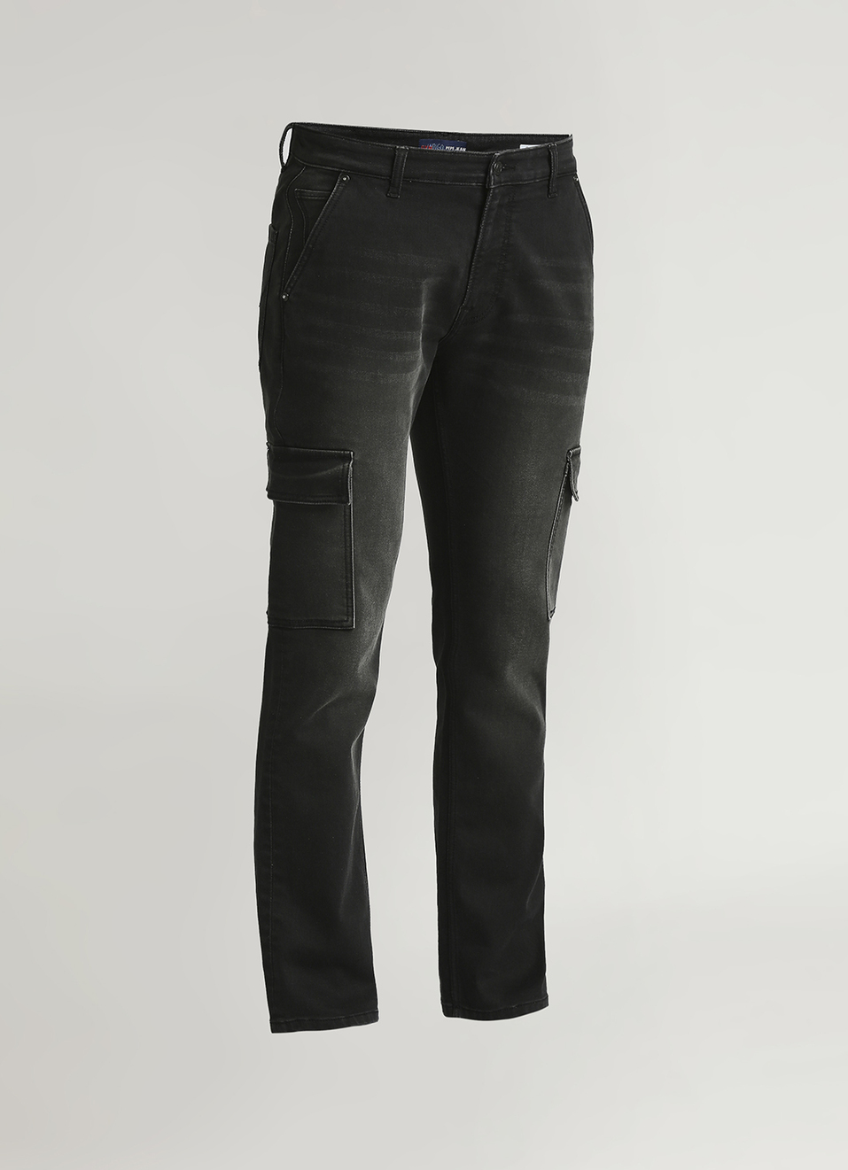 Cargo Straight Mid Waist Black Gymindigo Jeans, , large image number 6