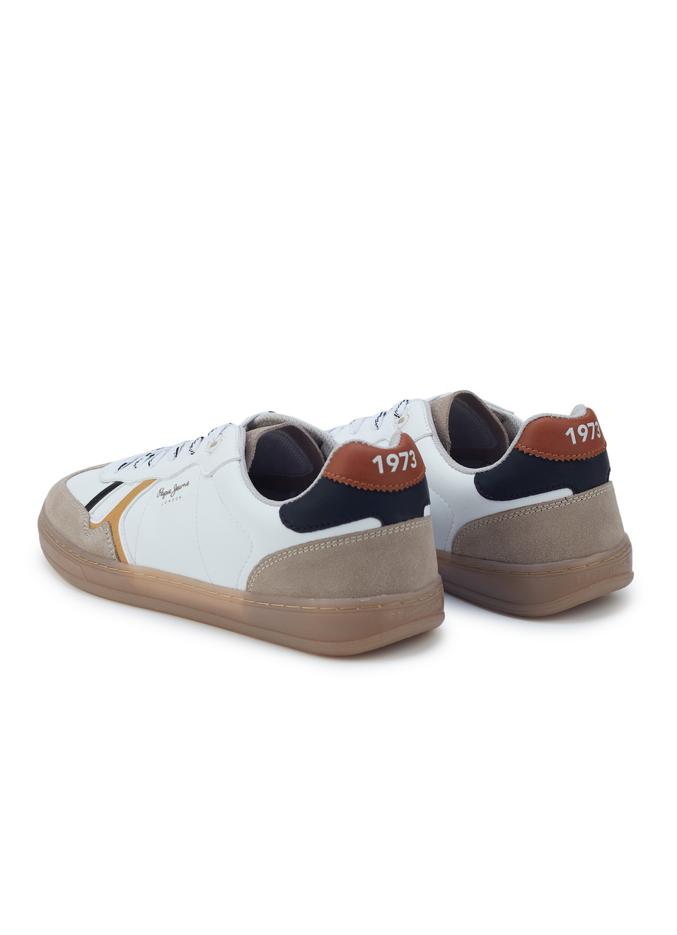 Men White Colorblock Lace Up Sneakers, , large image number 3