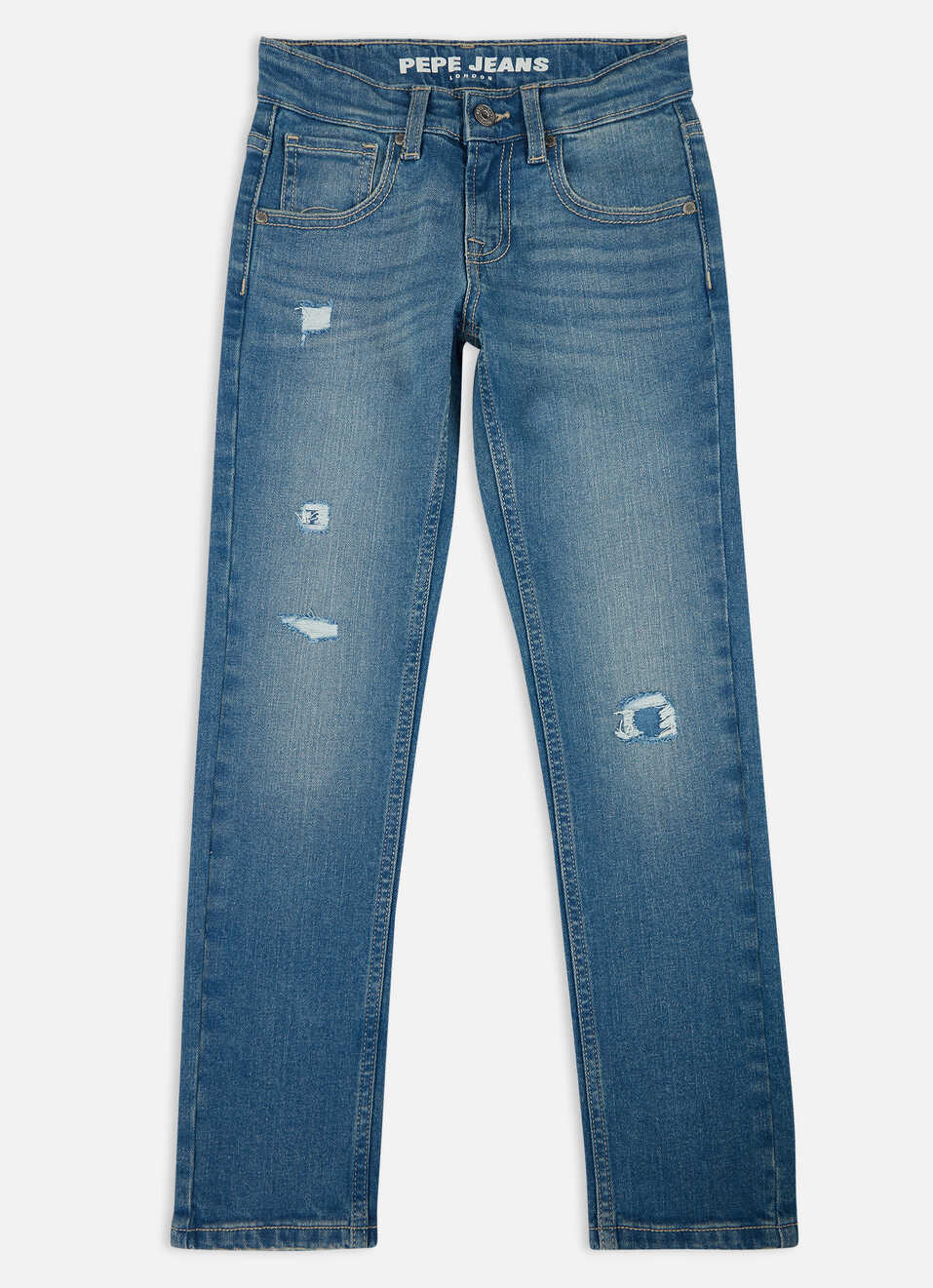 Boys Cashed Blue Mid Rise Slim Jeans, , large image number 0