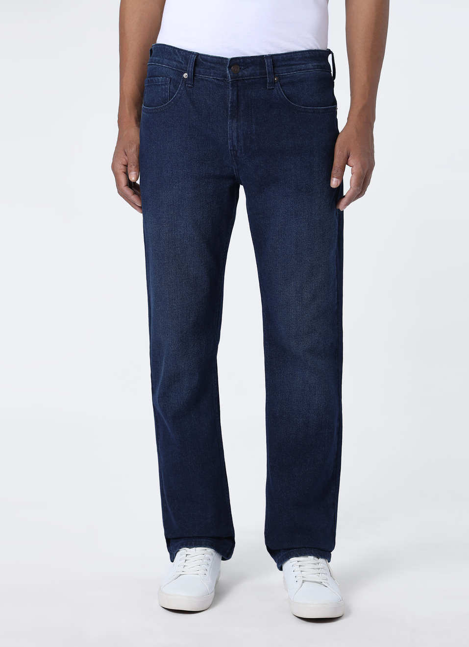 Men Blue Mid Rise Straight Fit Jeans, , large image number 1