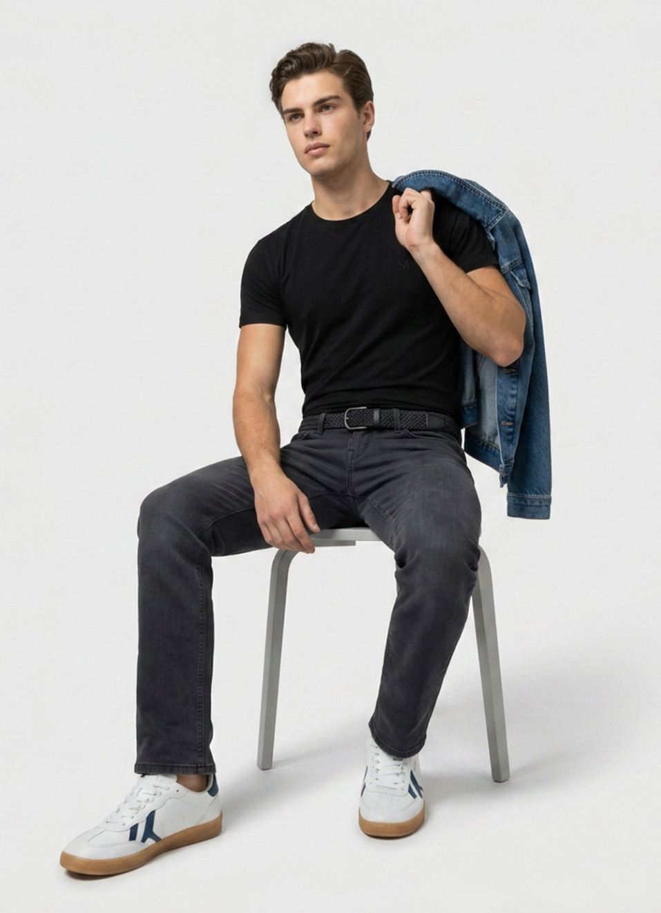 Men Black Stretchable Jeans, , large image number 1