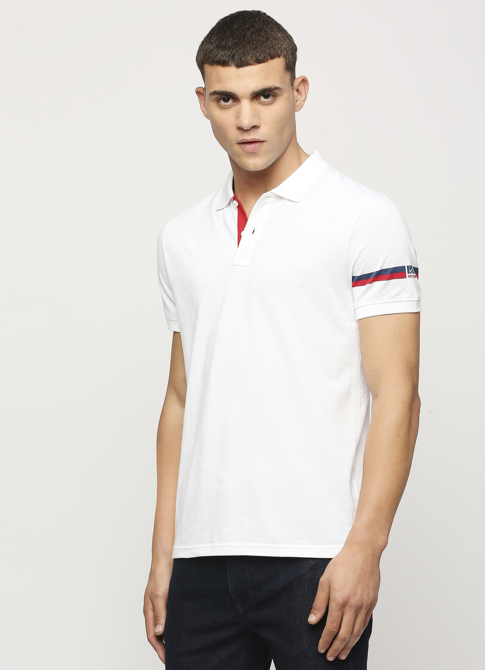 White Solid Short Sleeve Polo, , large image number 3