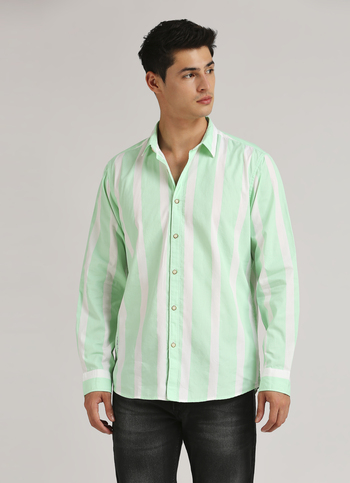 Green Stripes Long Sleeve Shirt