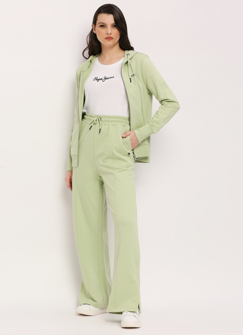 Green Wide Leg Sweatpants, , large image number 0