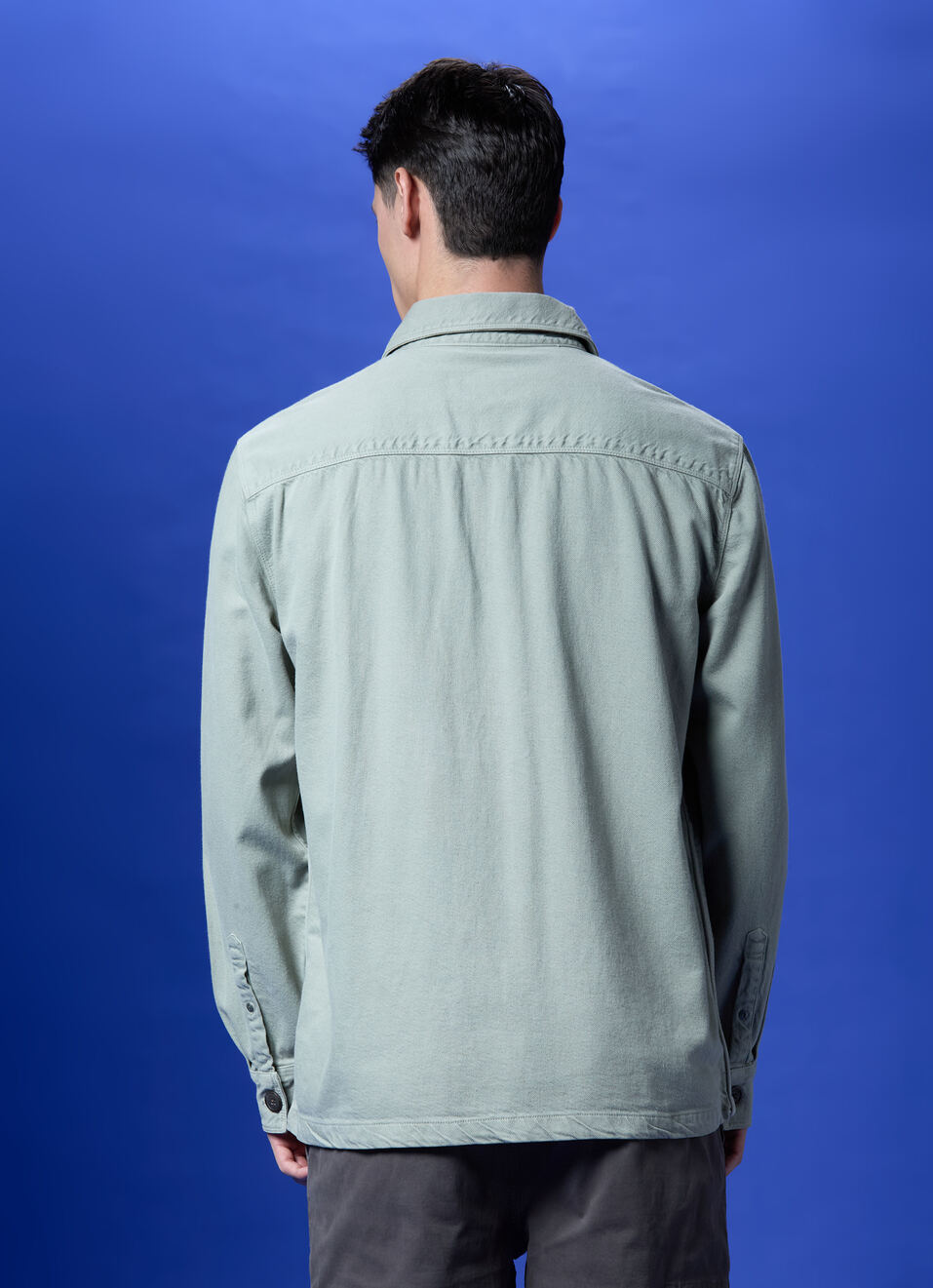 Green Oversized Full-sleeve Denim Shirt, , large image number 2