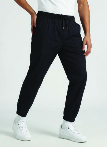 Black Solid Patch Pockets Joggers